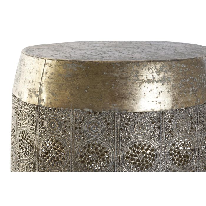 DKD Home Decor Mesita Auxiliar Arabe Eliat Blanco Dorado Metal 40x40x42 cm Set de 2 1