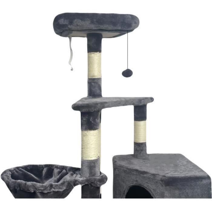SWIFTY Árbol para gatos - 55 x 40 x 138 cm - Gris oscuro - 3 plataformas, 1 percha, 1 nicho, postes rascadores 3 SWIFTY Árbol para gatos - 55 x 40 x 138 cm - Gris oscuro - 3 plataformas, 1 percha, 1 nicho, postes rascadores 3