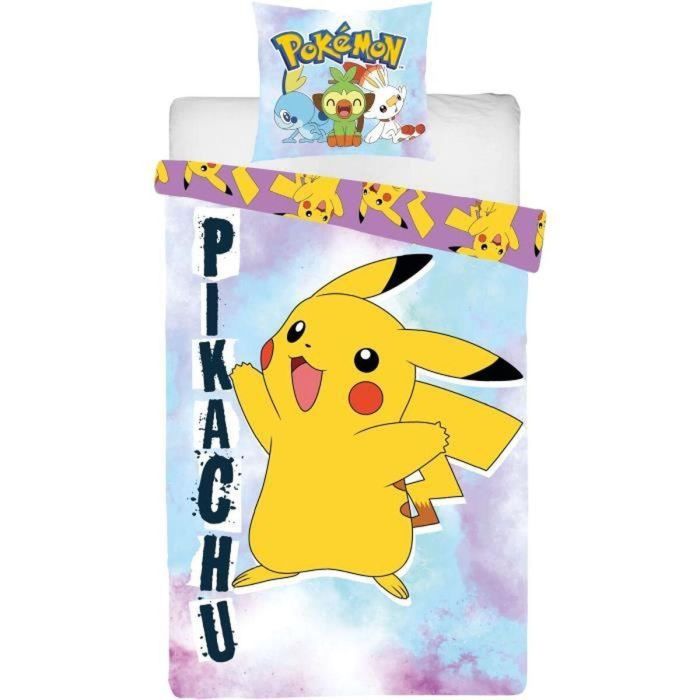 Pokemon LYO1728158870457 - Juego de cama reversible Pikachu Microfibra - Funda nórdica 140x200 cm + Funda almohada 63x63 cm