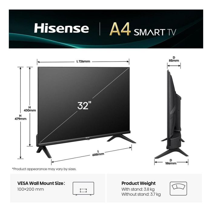 Hisense 32E4QT Smart TV 80cm 32" HD-Ready Negro Wifi Negro 1