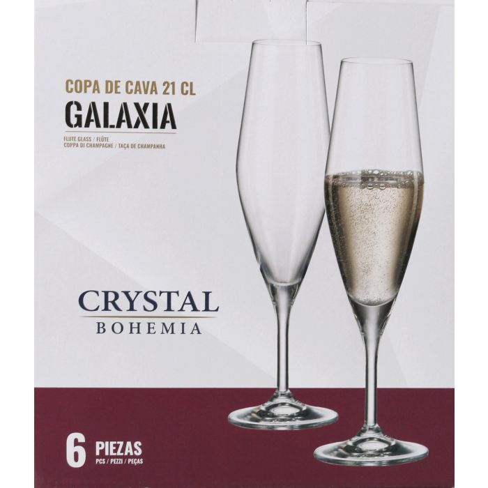 Bohemia Juego de 6 Copas de Champagne Colección Galaxia 210 ml - Juego Completo de Copas para Brindis y Eventos Especiales, 23 cm de Altura (4 Cajas) 1