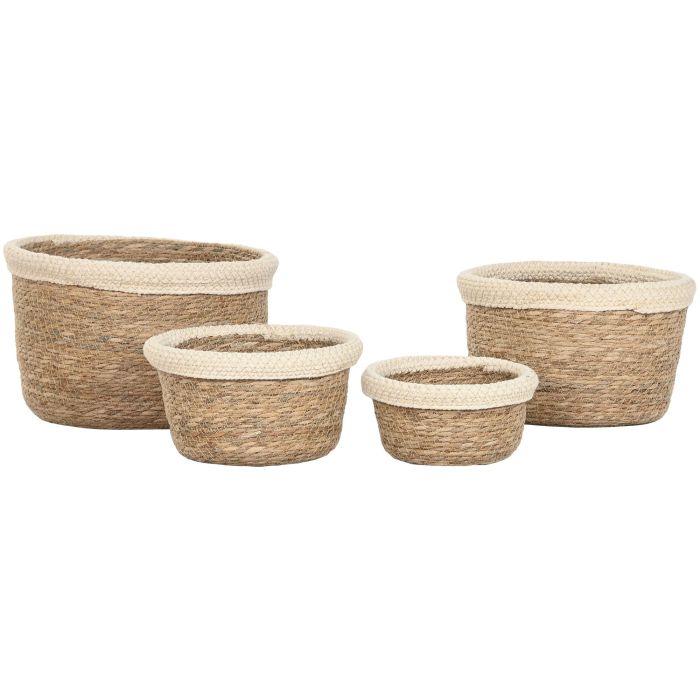 Cesta  DKD Home Decor Crema Natural 31 x 20 x 31 cm Set de 4 (2 Unidades) 3 Cesta  DKD Home Decor Crema Natural 31 x 20 x 31 cm Set de 4 (2 Unidades) 3