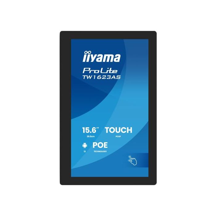Iiyama 15,6" Panel-Pc Android 13+Gms, Soc Quad-Core Rk3568 4Gb, 32Gb, 10-Points Touch, 1920X1080, Ips , Speakers, Mic , Poe, Wifi, Bt5.2, Micro-Sd Slot, Hdmi-Out, 3X Usb, 385Cd/M2, Cable Cover, Iisignage2 Supported (Tw1623As-B3P) 3