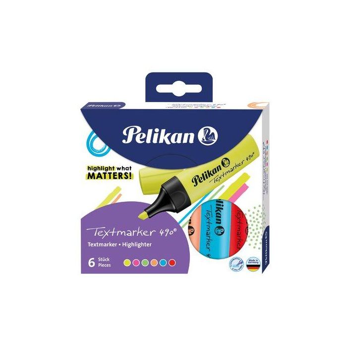 Marcador Fluor Pelikan Textmarker 490 Surtido Colores Vivos Caja De 6 (814065)