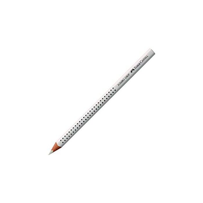 Faber Castell Lápices De Colores Jumbo Grip Unicolor Blanco - Agarre Antideslizante, Mina Gruesa, Lavable (12 Unidades) (12 Unidades)