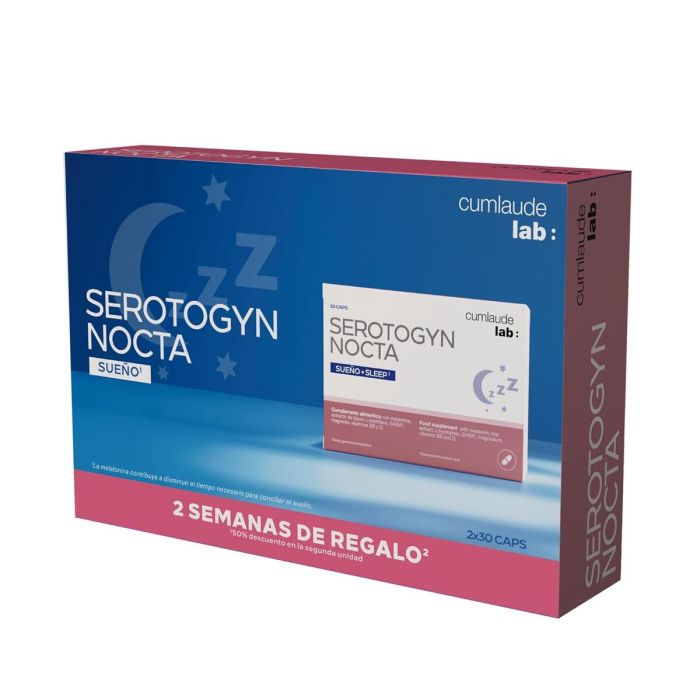 Cumlaude Lab SEROTOGYN NOCTA Cápsulas Pack 2 x 30 u - Bienestar Menopausia, Insomnio, Nerviosismo y Estrés Emocional
