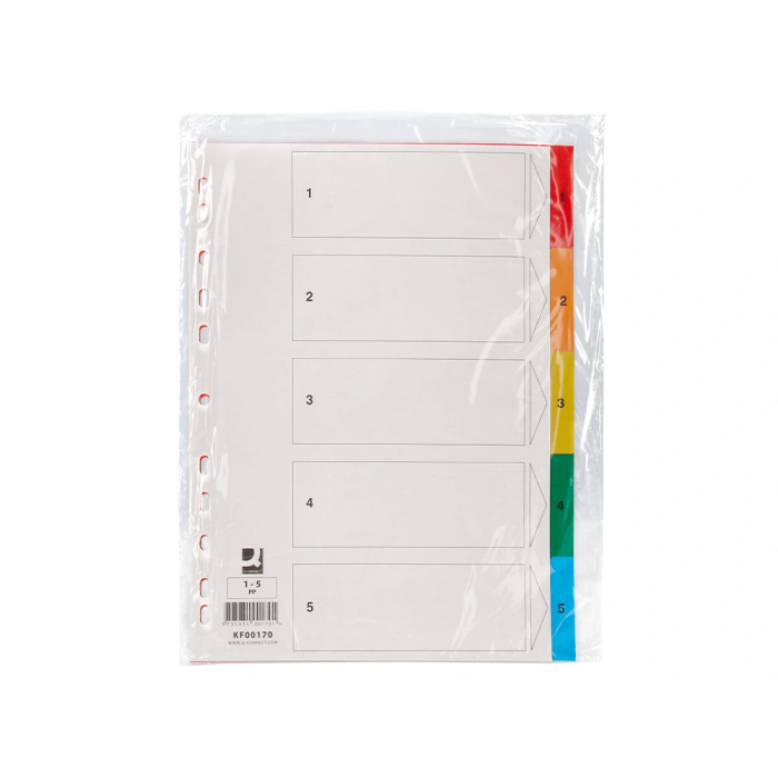Q-connect Separadores Plástico Juego de 5 Separadores DIN A4 Multitaladro 1