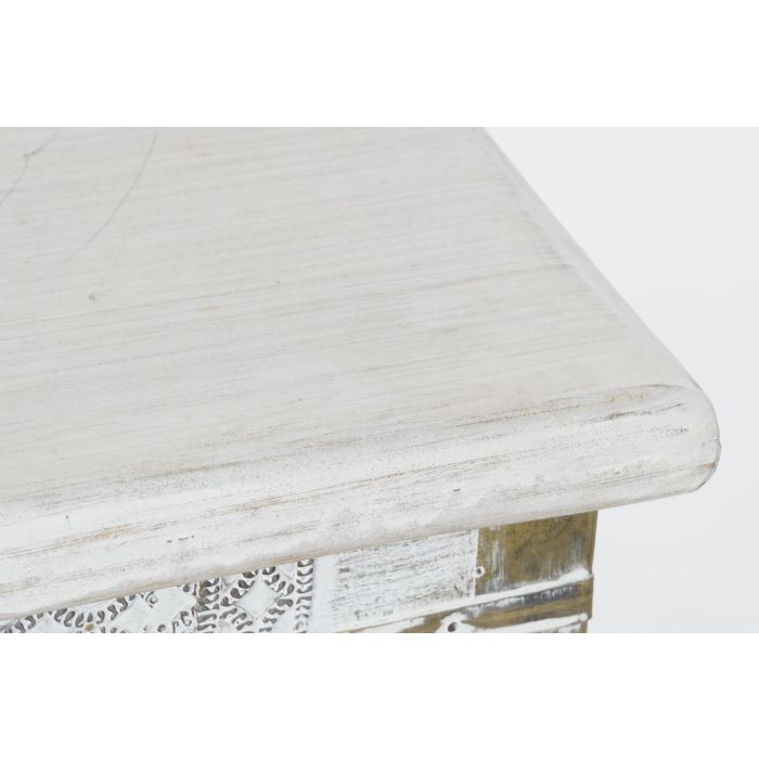 DKD Home Decor Mesa Centro Estilo Indio Blanco Dorado 115 x 60 x 45 cm 2