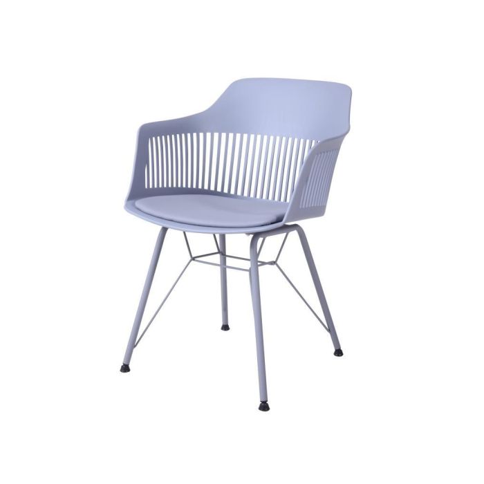 DKD Home Decor Silla Scandi Gris Claro de PP y Metal Acabado Mate Largo 53cm Alto 81cm Ancho 56cm Altura Asiento 44cm Desmontable