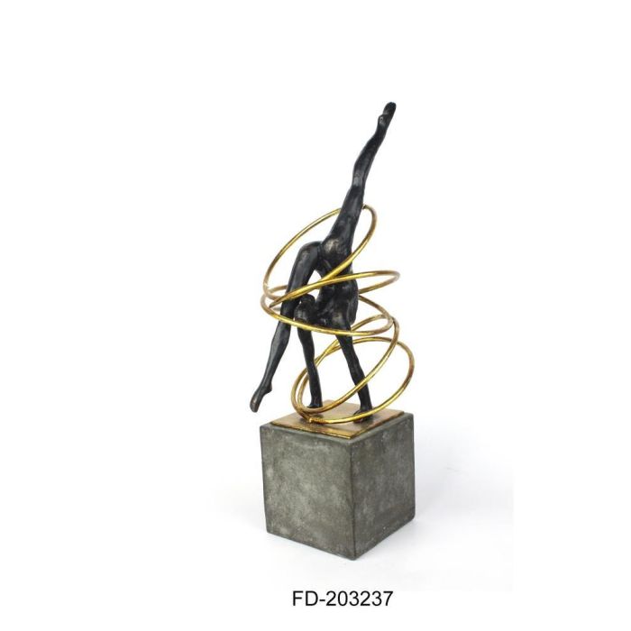 DKD Home Decor Figura de Decoración Gimnasta Moderno en Resina y Metal Negro Dorado Desmontable 14x42,5x17 cm