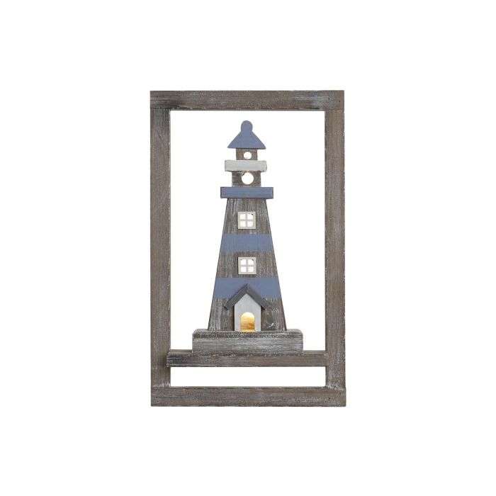 DKD Home Decor Decoración de Pared Atlantico Azul Blanco 8 x 50 x 30 cm (2 Unidades) Led Mdf