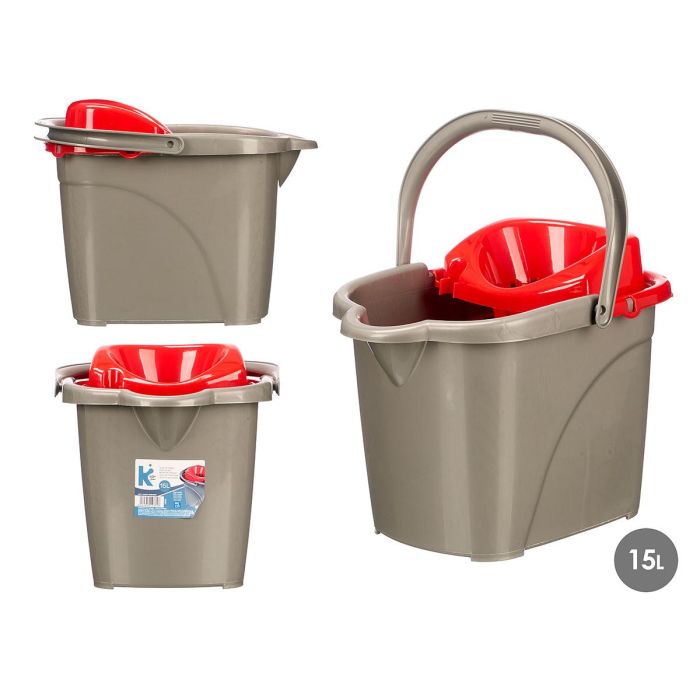 Arte Regal Cubo de Fregar con Ruedas 15L Plástico Rojo Gris 41x32x31 cm (10 Unidades) Arte Regal Cubo de Fregar con Ruedas 15L Plástico Rojo Gris 41x32x31 cm (10 Unidades)
