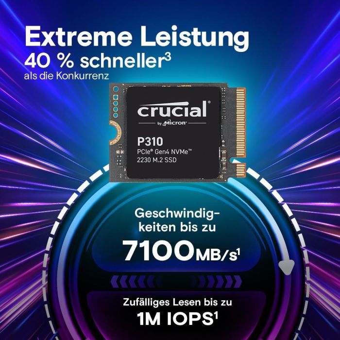 Crucial P310 1TB PCIe Gen4 NVMe 2230 M.2 SSD para Gaming y Portátiles 1