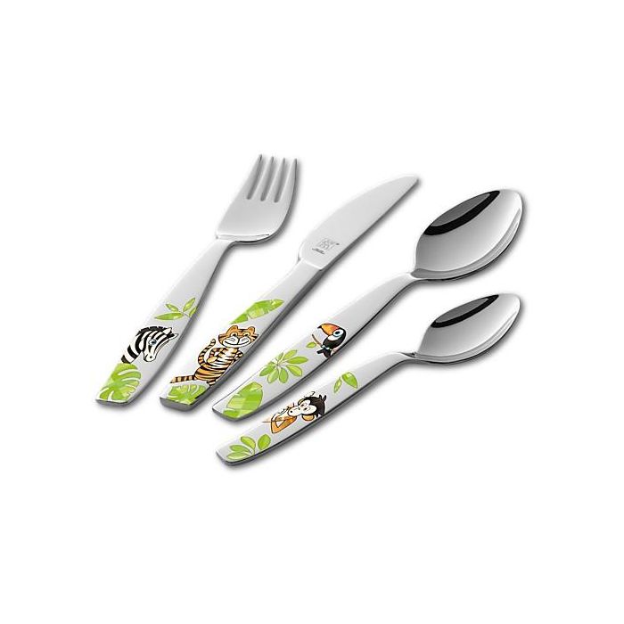Zwilling 07135-210-0 Set de Cubiertos Infantiles Jungle de 4 Piezas de Acero Inoxidable