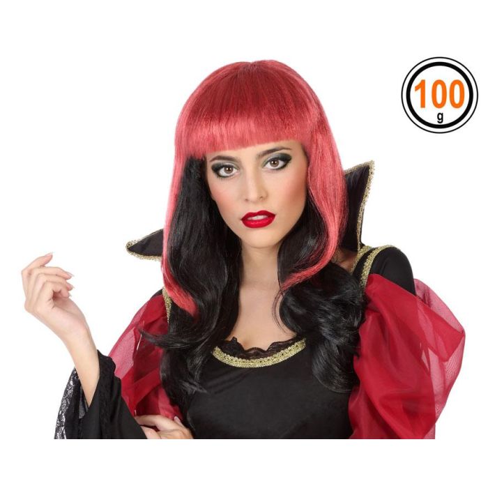 Peluca Halloween Roja Morena Flequillo Corto