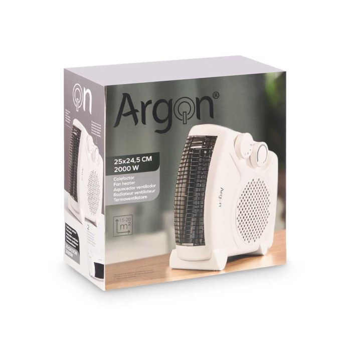Argon Calefactor Vertical 2000W, termostato ajustable, seguridad sobrecalentamiento, 25x24.5x12.5 cm, Blanco (Set de 6) 2 Argon Calefactor Vertical 2000W, termostato ajustable, seguridad sobrecalentamiento, 25x24.5x12.5 cm, Blanco (Set de 6) 2