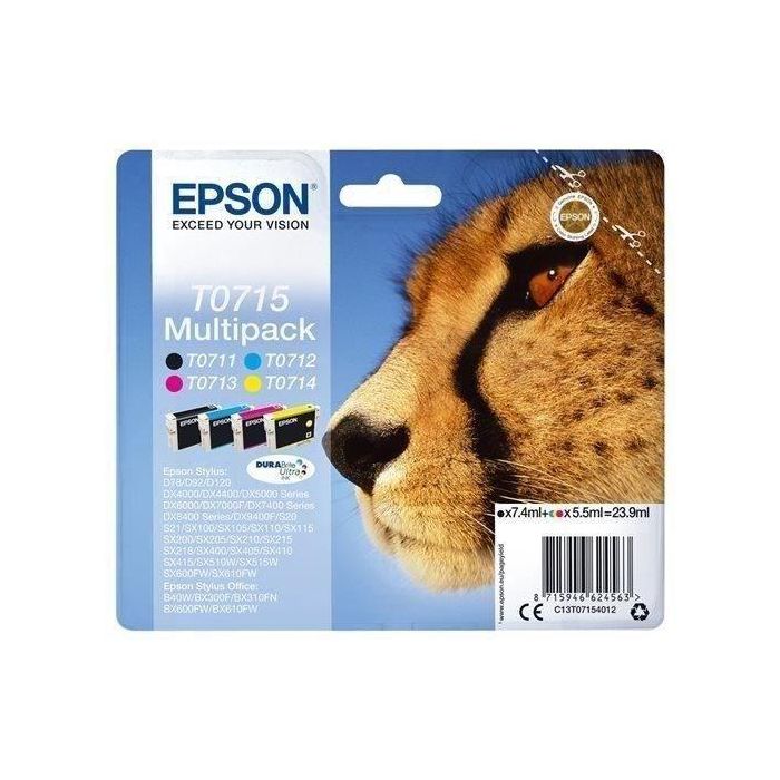Epson Stylus D-78/92/120/SX218 DX-4000/5000/6000/7000F Pack 4 Cartuchos (T0711+T0712+T0713+T0714) 0 Epson Stylus D-78/92/120/SX218 DX-4000/5000/6000/7000F Pack 4 Cartuchos (T0711+T0712+T0713+T0714) 0