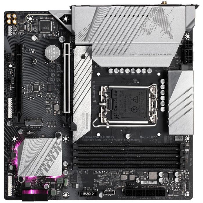 Gigabyte B760M AORUS ELITE AX Placa Base LGA 1700 DDR5 7800MHz Wi-Fi 6E 2.5GbE LAN Micro-ATX para Intel 14ª Gen 4 Gigabyte B760M AORUS ELITE AX Placa Base LGA 1700 DDR5 7800MHz Wi-Fi 6E 2.5GbE LAN Micro-ATX para Intel 14ª Gen 4