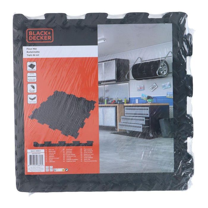 Black+Decker Baldosas Puzzle de Goma Eva 6 Piezas Alfombrilla Suelo Negro 40x40 cm 2