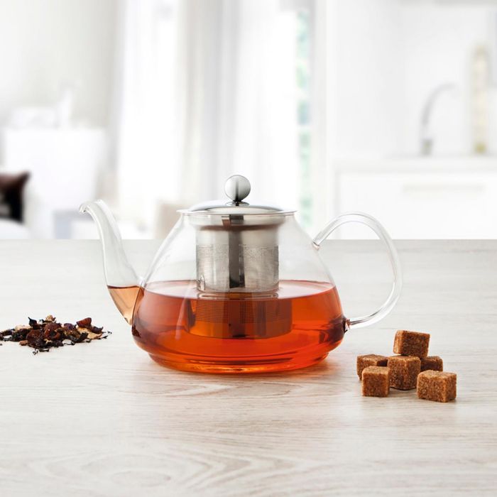 Quid Tetera Serenia Vidrio con Filtro Inoxidable 1 L Transparente Apto Microondas 1