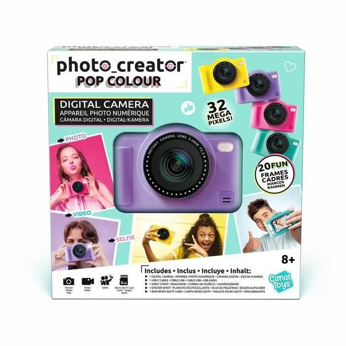Canal Toys CTCLK041 Cámara Digital Morada Estilo Pop para Crear Fotos con Tarjeta SD de 32GB Incluida 4