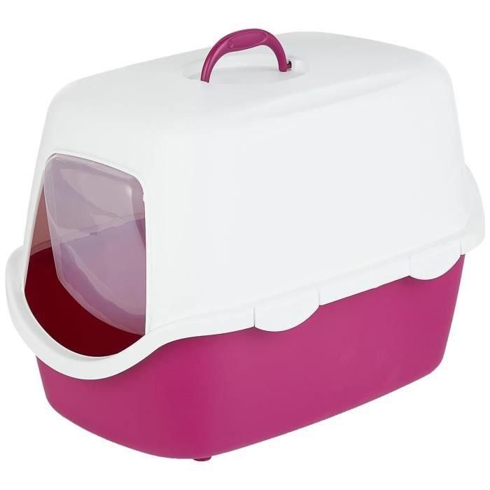 TRIXIE Caja de arena Vico - Tapa - 40 × 40 × 56 cm - Baya y blanco 1