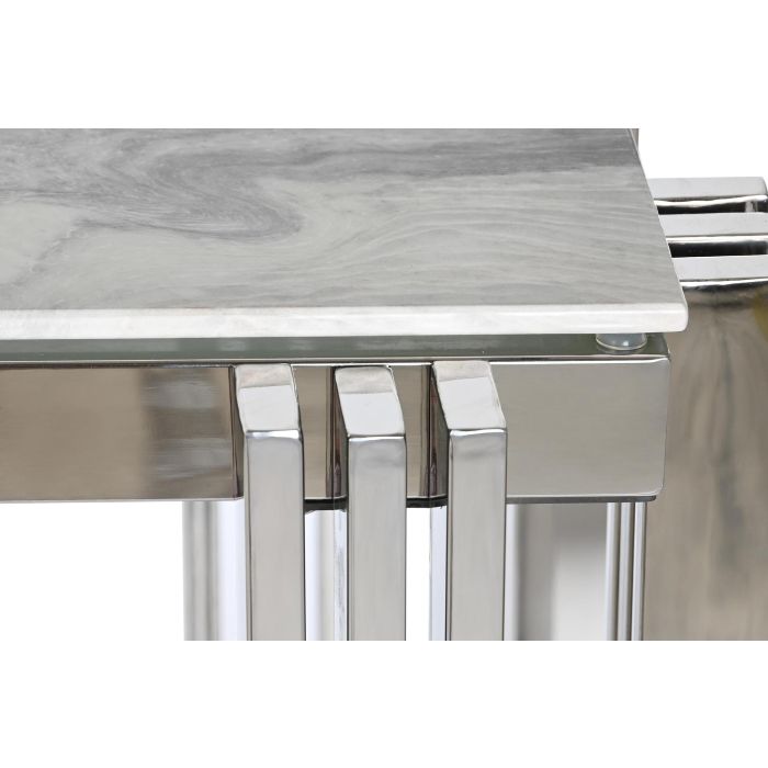 DKD Home Decor Consola Moderna, Mesa Auxiliar de Acero y Cristal, Colores Plateado y Blanco, 120x45x78 cm 5