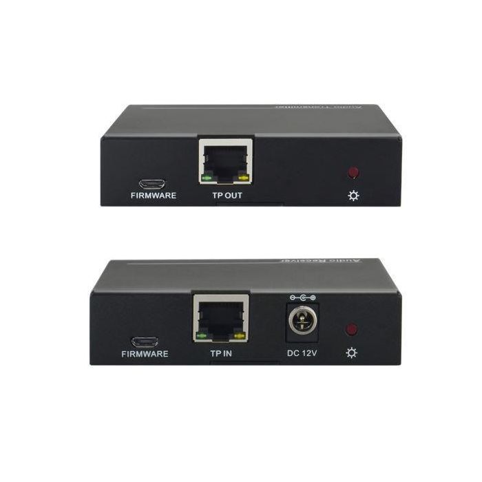 Vivolink VLEXTA170 Kit Extensor de Audio a Través de Cable CATx 100m con PoC, Entradas TOSLINK/COAX/ESTÉREO, 12V/1A EU 1