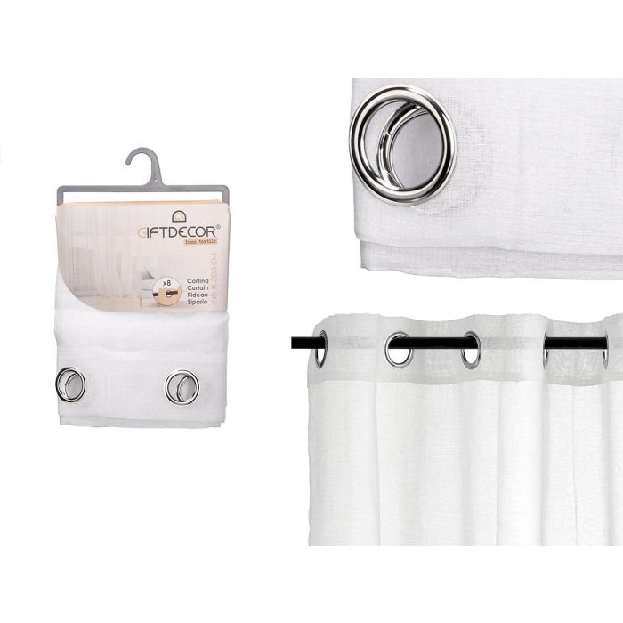 Cortina Visillo Blanca 140X260 Cm Giftdecor (6 Unidades) Cortina Visillo Blanca 140X260 Cm Giftdecor (6 Unidades)