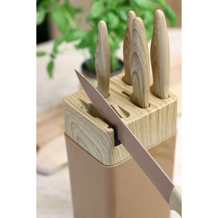 Bloque de cuchillos de 6 piezas - MENASTYL - 5041064 - Hoja de cerámica - Polipropileno - Avellana 5 Bloque de cuchillos de 6 piezas - MENASTYL - 5041064 - Hoja de cerámica - Polipropileno - Avellana 5
