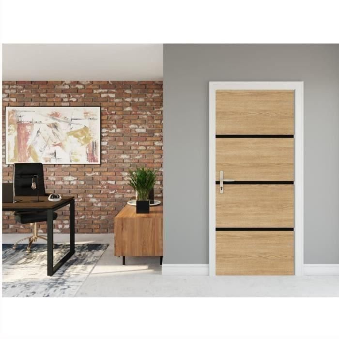 Kit Renovación de Puertas - NORDLINGER PRO - 4 Hojas 85 x 50 cm y 3 Perfiles Negros 85 x 2 cm - Roble Natural 2 Kit Renovación de Puertas - NORDLINGER PRO - 4 Hojas 85 x 50 cm y 3 Perfiles Negros 85 x 2 cm - Roble Natural 2