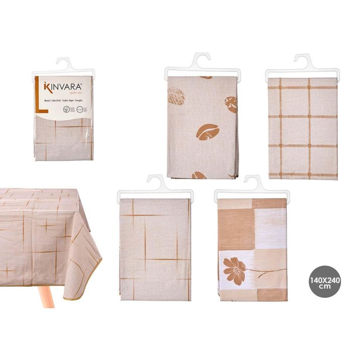 Kinvara Mantel rectangular estampado colores tierra 140x240 cm, plástico (24 Unidades) Kinvara Mantel rectangular estampado colores tierra 140x240 cm, plástico (24 Unidades)