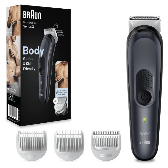 Braun BodyGroomer 3 BG3340 Afeitadora Corporal con Batería Recargable y 80 min de Autonomía, Negro/Gris 1 Braun BodyGroomer 3 BG3340 Afeitadora Corporal con Batería Recargable y 80 min de Autonomía, Negro/Gris 1