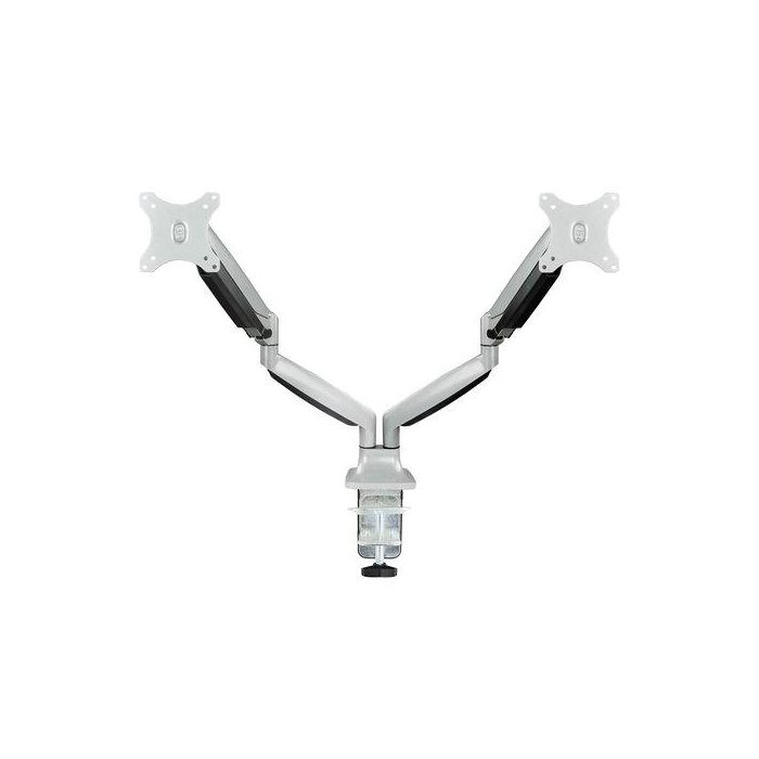 TooQ DB3132TNR-S Soporte de Mesa para 2 Monitores 13"-32" hasta 9kg por Brazo, Giratorio, Inclinable, Altura Ajustable