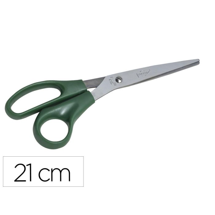 Faibo Tijeras Oficina 21 cm Asimétricas Mango De Plástico Verde Oscuro