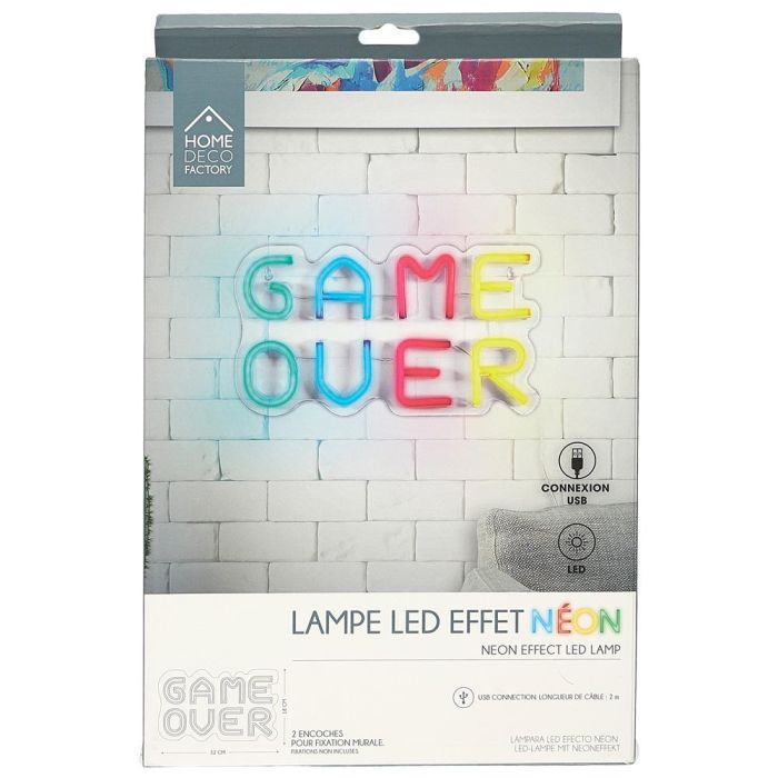 Home Deco Factory Lámpara LED Neon USB 'Game Over' - Efecto Neón, Cable USB 2m 2 Home Deco Factory Lámpara LED Neon USB 'Game Over' - Efecto Neón, Cable USB 2m 2