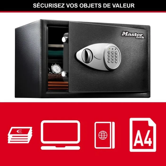 Master Lock Caja Fuerte Electrónica Programable Negro y Gris Metalizado con Llave de Emergencia Kit Anclaje 2
