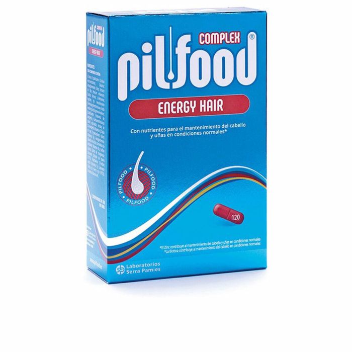 Pilfood ENERGY Suplemento Nutricional Anticaída Cabello y Uñas 120 Cápsulas con 13 Vitaminas, Minerales y L-Cistina para Crecimiento Pilfood ENERGY Suplemento Nutricional Anticaída Cabello y Uñas 120 Cápsulas con 13 Vitaminas, Minerales y L-Cistina para Crecimiento