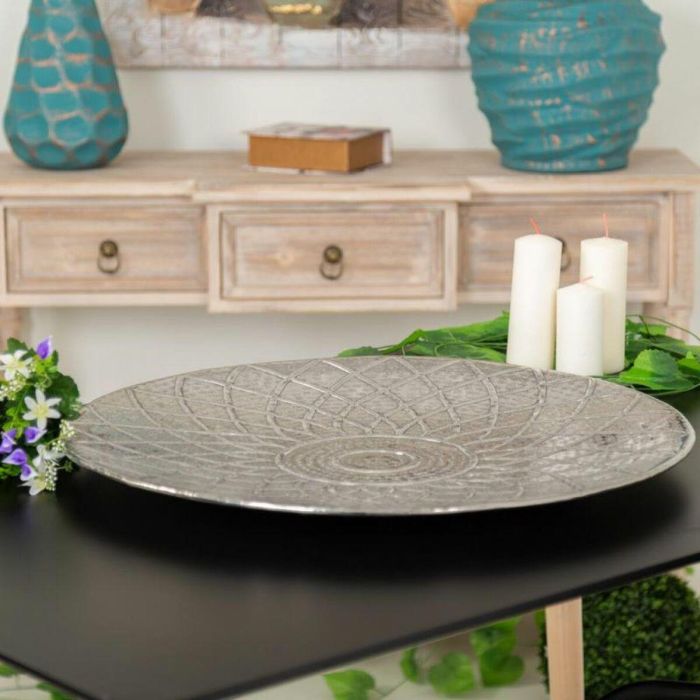 Plato Decorativo Alexandra House Living Plata Níquel 61 x 2 x 61 cm 4 Plato Decorativo Alexandra House Living Plata Níquel 61 x 2 x 61 cm 4