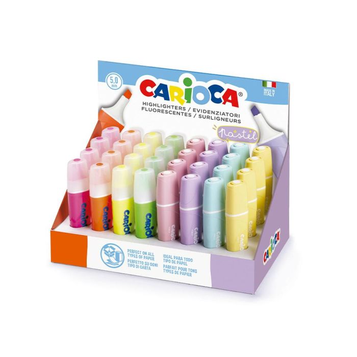 Rotulador Carioca Fluorescente Color Pastel Expositor De 32 Unidades Colores Surtidos 1