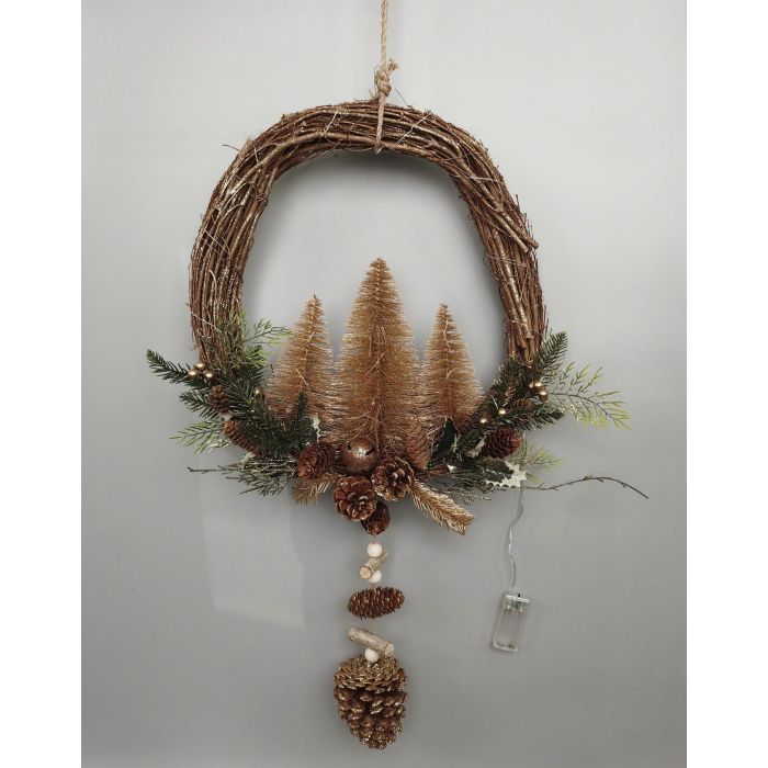 Decoracion Colgante Navidad Alpina DKD Home Decor Marron Dorado 10 x 90 x 44 cm (2 Unidades)