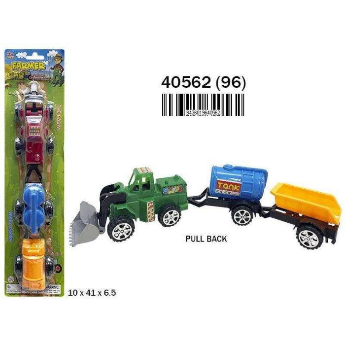 Tractor retrofriccion con 2 remolques. 10x41x6,5 cm Tractor retrofriccion con 2 remolques. 10x41x6,5 cm