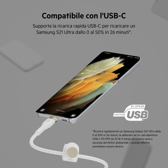 Cable USB-C Belkin CAB011BT1MWH Blanco 1 m 2 Cable USB-C Belkin CAB011BT1MWH Blanco 1 m 2