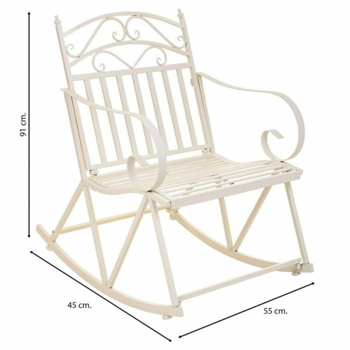 Silla mecedora Alexandra House Living Blanco Hierro 24 x 45 x 24 cm 5