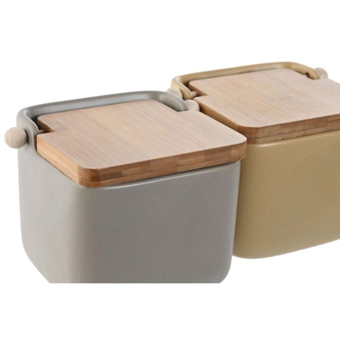 Salero Basicos DKD Home Decor Gris Beige 12 x 11 x 15 cm (2 Unidades) 2 Salero Basicos DKD Home Decor Gris Beige 12 x 11 x 15 cm (2 Unidades) 2