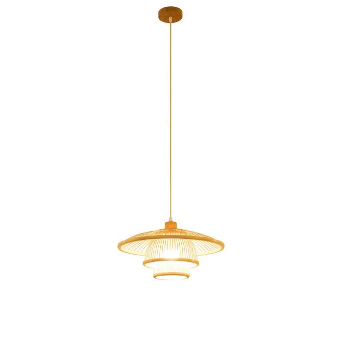 DKD Home Decor Lámpara de Techo Urban de Bambú Natural 40x40x17 cm con Casquillo E27 Hecha a Mano 2