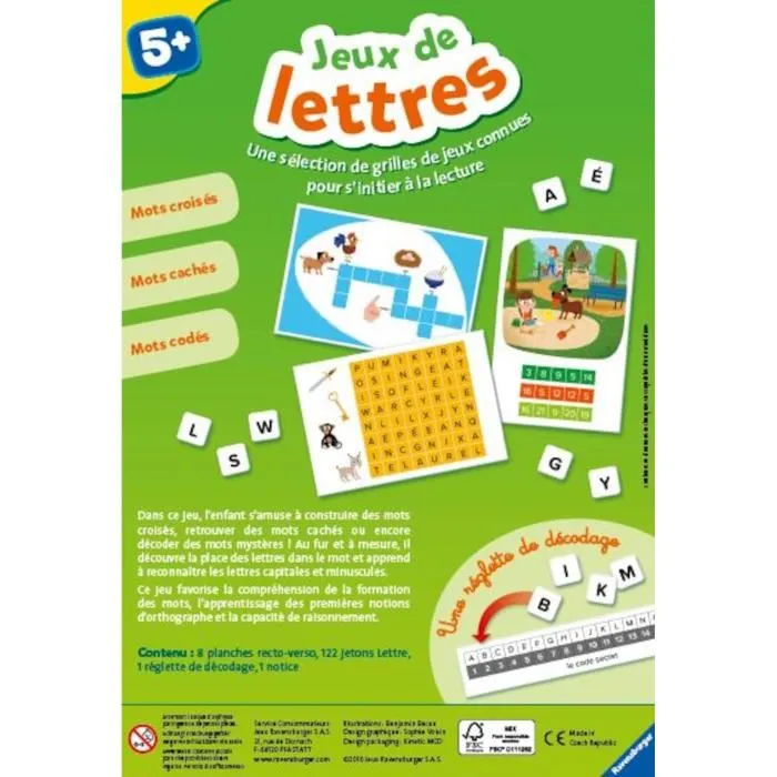 Ravensburger Juego de Palabras 4005556240609 para Niños, Primeros Juegos de Palabras Ilustrados, Crucigramas, Ortografía 3