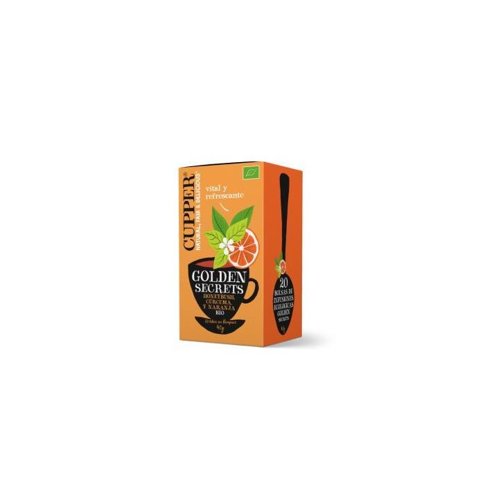CUPPER Infusión Golden Secrets con Naranja y Cúrcuma BIO - Refrescante - 20 Bolsitas