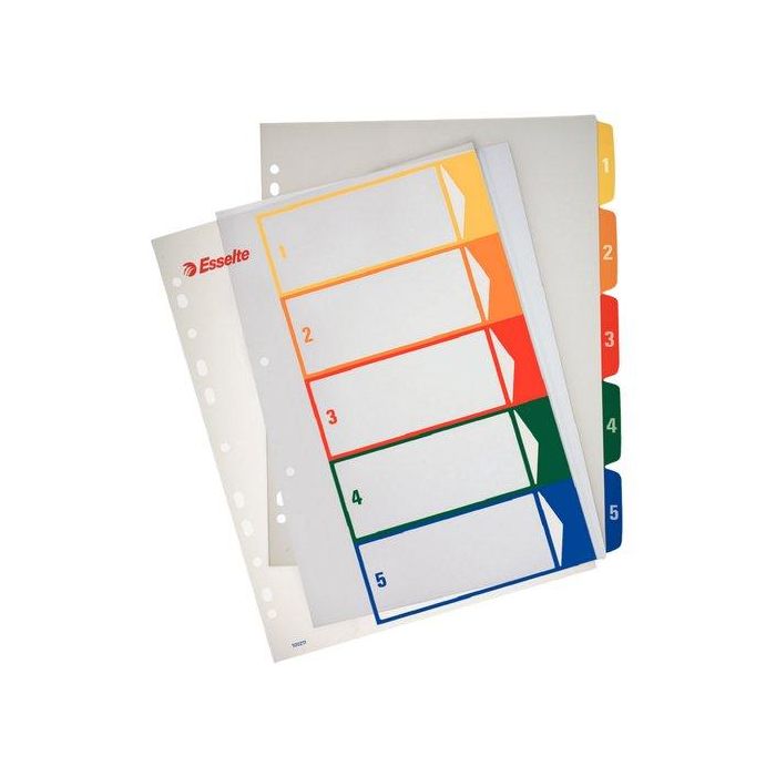 Indice Esselte Pp Numerico Imprimible A4+ Pestañas 1- 5 11 Taladros