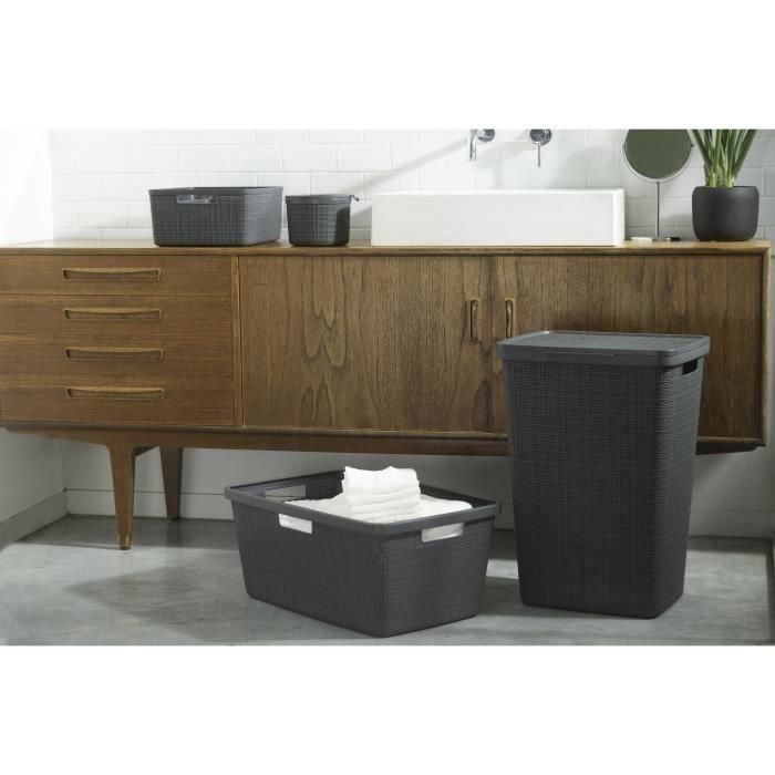 Cesta para la ropa sucia - Curver - Yute - 46 L - Gris 1 Cesta para la ropa sucia - Curver - Yute - 46 L - Gris 1